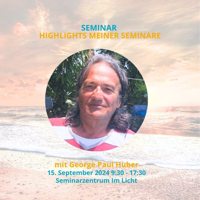 Morgen! George Paul Huber - Highlights meiner Seminare
15. September 2024 09:30 - 17:30
Anmeldung via Link in Bio!

George Paul Huber besitzt mit seinen über 45 Jahren als geistiger Heiler einen reichen Erfahrungsschatz. Inspiriert von verschiedenen Traditionen, aber losgelöst von Religionen und Dogmen unterrichtet er das geistige Heilen so, dass das geistige Heilen in seiner Essenz frei und ursprünglich bleibt. 
Seit 1992 hat er in seinem Ausbildungszentrum LIVITRA über 3’000 Heiler*innen im geistigen Heilen ausgebildet. Leider bietet George Paul zurzeit keine Ausbildungen mehr an. Aus seiner gefragten Jahresausbildung nahm er nun die beliebtesten Übungen, Meditationen und Themen heraus und bietet daraus ein einmaliges Seminar an.
Heilmeditationen, Selbstheilungsreisen, Anbindungen an die lichtvolle geistige Welt und an das höhere Selbst als auch Fernheilungsrituale werden uns nebst kleinen theoretischen Sequenzen an dem Tagesseminar begleiten.

Vom Seminar können alle profitieren: Ob man bereits eine Ausbildung im Geistigen Heilen einer anderen Richtung – oder bei George Paul selbst – absolviert hat, oder noch keine Erfahrungen damit hat. Alle sind herzlich willkommen.

Weitere Themen des Seminars: Selbstheilungsreisen – Dialoge mit dem höheren Selbst – Lichtarbeit Aura – Geistige Gesetze/Schutz/Reinigung – Fernheilung/Visualisierung – geistige Auflösung von Karma – neoschamanisches Heilritual
 
Das Seminar wird auf Schweizerdeutsch gehalten.

#heilen #healing #paulhuber 
#imlichtbuchhandlung #buchhandlungimlicht #imlichtseminarzentrum #lichtherzausrichtung #herzintelligenz #lichtherz #zeitalterdeslichts #neuezeit #neuewelt #lichtzeitalter #bewusstseinswandel #buecherliebe #hierundjetzt #achtsamkeit #bewusstsein #spiritualität #lebenimjetzt #innereverbundenheit #lichtessenz #achtsamkeitimalltag #persönlichkeitsentwicklung #verbundenheit #seelenplan #Zürich #zürichseefeld